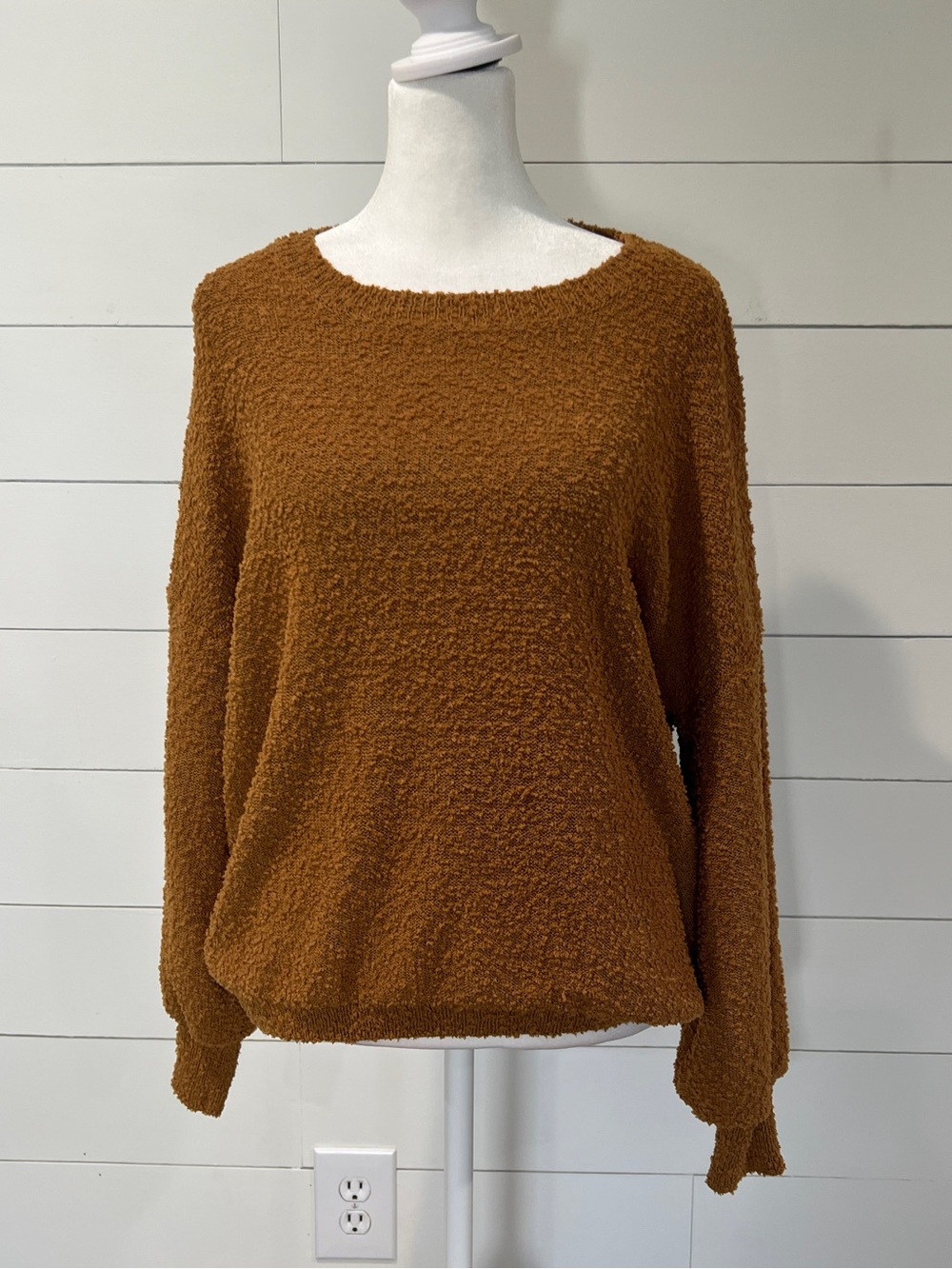 Altar'd State Women's Brown Textured Crewneck Sweater